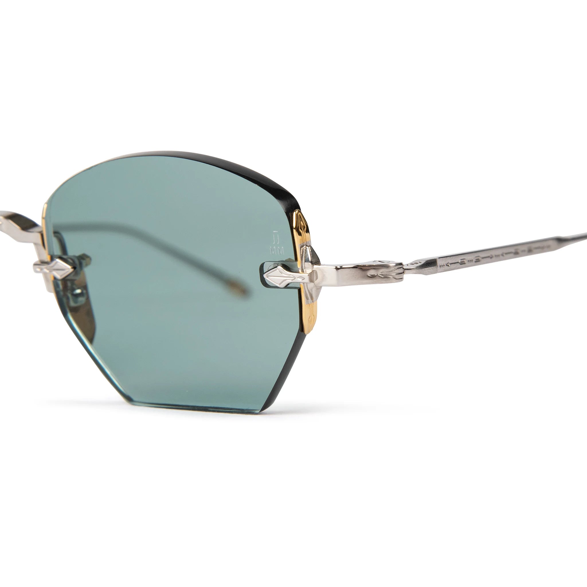 Lens view of Jacques Marie Mage Oatman Silver Gold Green Sunglasses